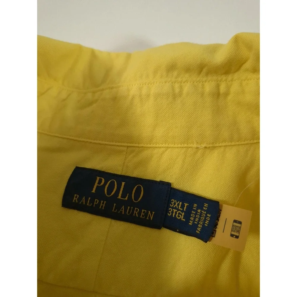 Polo Ralph Lauren Shirt Mens Big 3XLT Yellow Solid Button Down Long Sleeve Pony